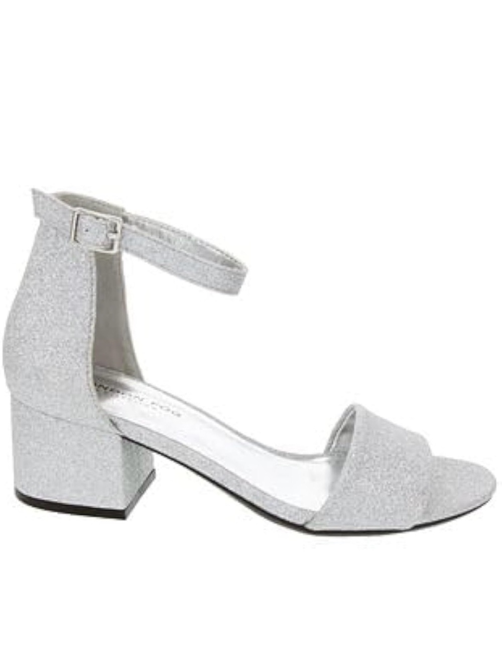 London Fog Block Heel Sandal sz 7.5 Silver NEW # box 339